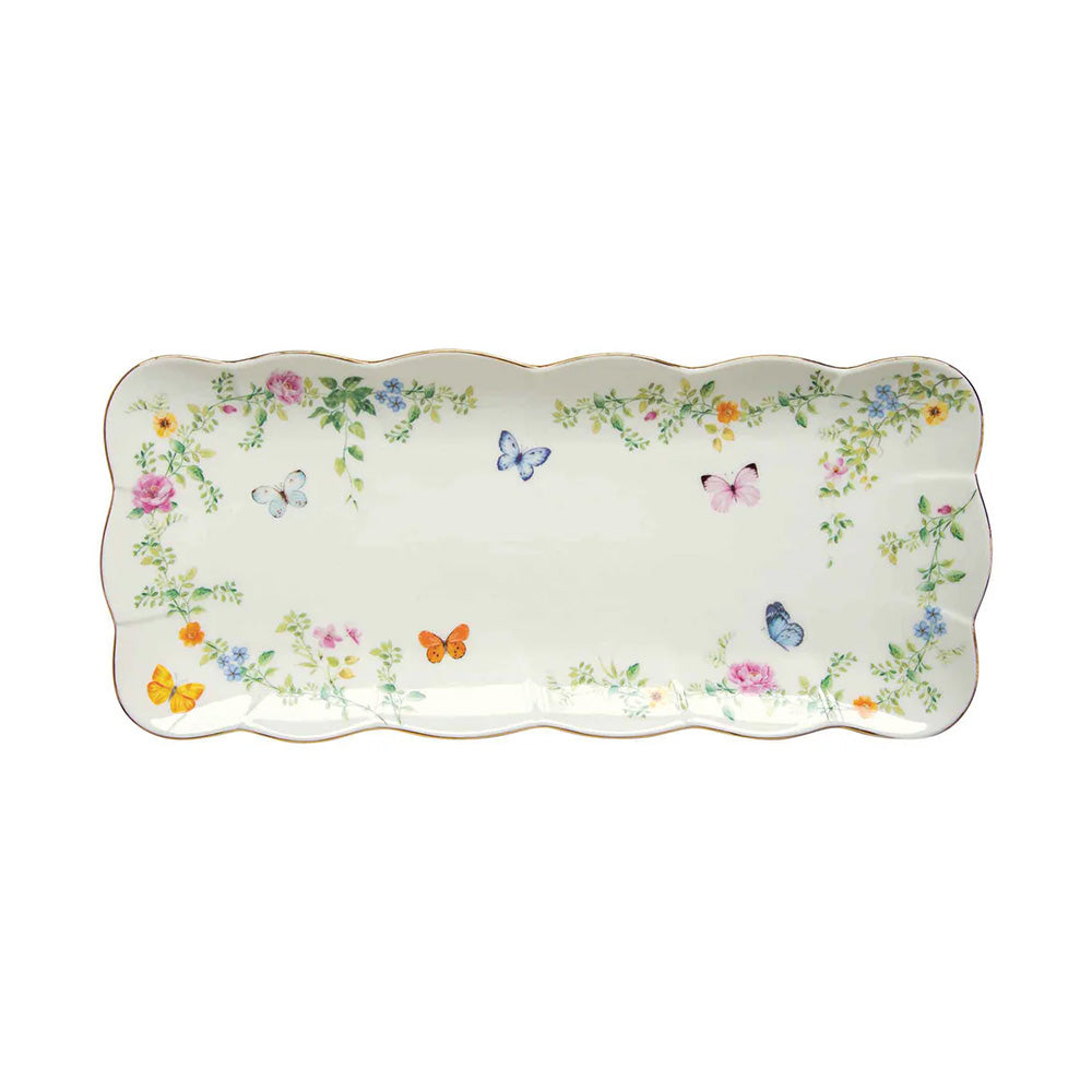 Piatto rettangolare 36x14,5 cm in porcellana in color box - Dancing Butterflies - Easy Life