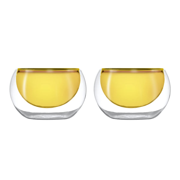 Set di 2 tazze a doppia parete in vetro borosilicato Capacità: 180 ml Colore parete interna: giallo