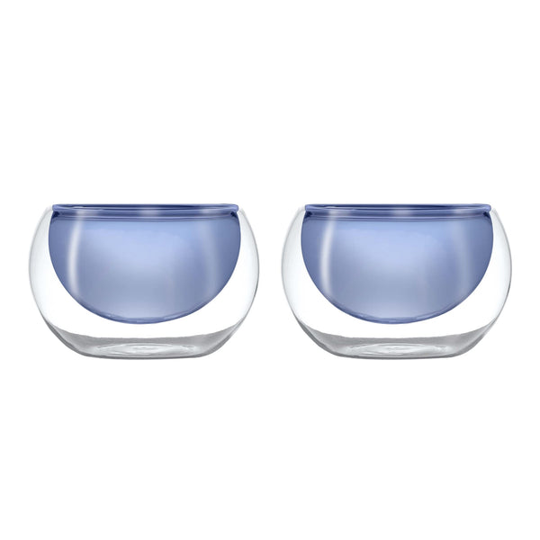 Set di 2 tazze a doppia parete in vetro borosilicato Capacità: 180 ml Colore parete interna: blu