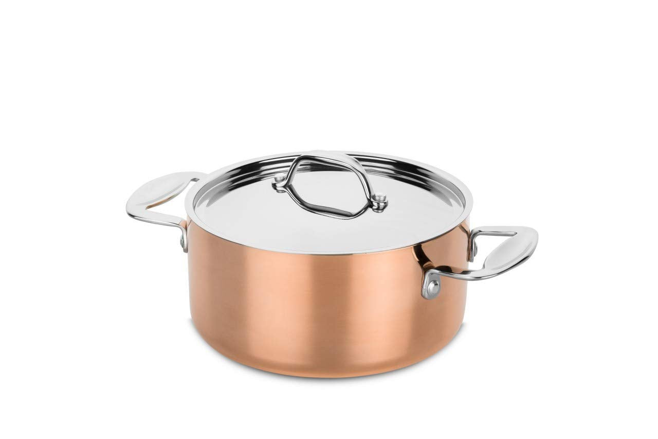Casseruola, 20 cm, Trimetallo Acciaio Inossidabile 18/10, Alluminio e Rame Mepra