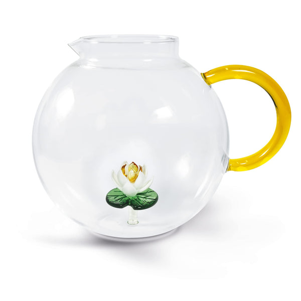 WD LIFESTYLE Brocca in vetro borosilicato in confezione regalo. Capacità: 1,7 litri. Figurina: ninfea