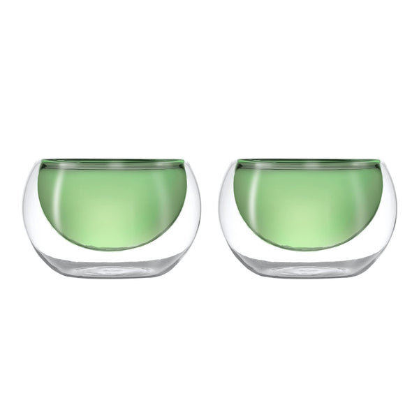 Set di 2 tazze a doppia parete in vetro borosilicato Capacità: 180 ml Colore parete interna: verde