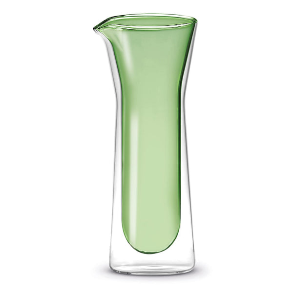 Brocca doppia parete in vetro borosilicato Capacità: 0,9 L. Colore parete interna: verde