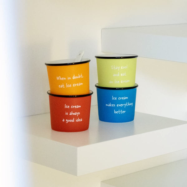 set 4 coppette gelato ceramica colorata