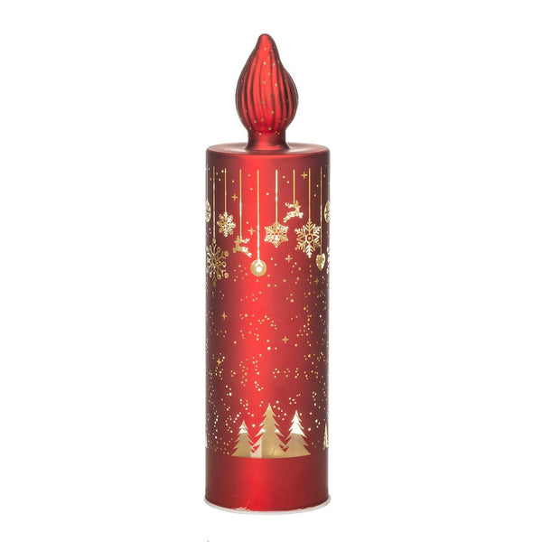 Lamart Noel by Candela in Vetro con LED Decorazione di Natale 27cm Rosso