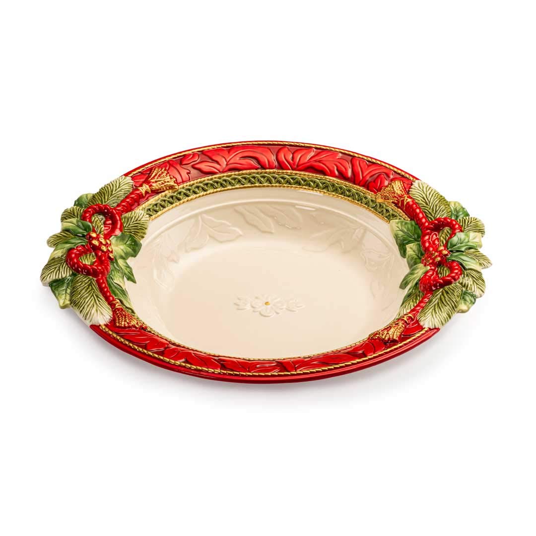 Coppa Vassoio Centrotavola Decorazione 40x22cm Porcellana Natale Fitz&Floyd