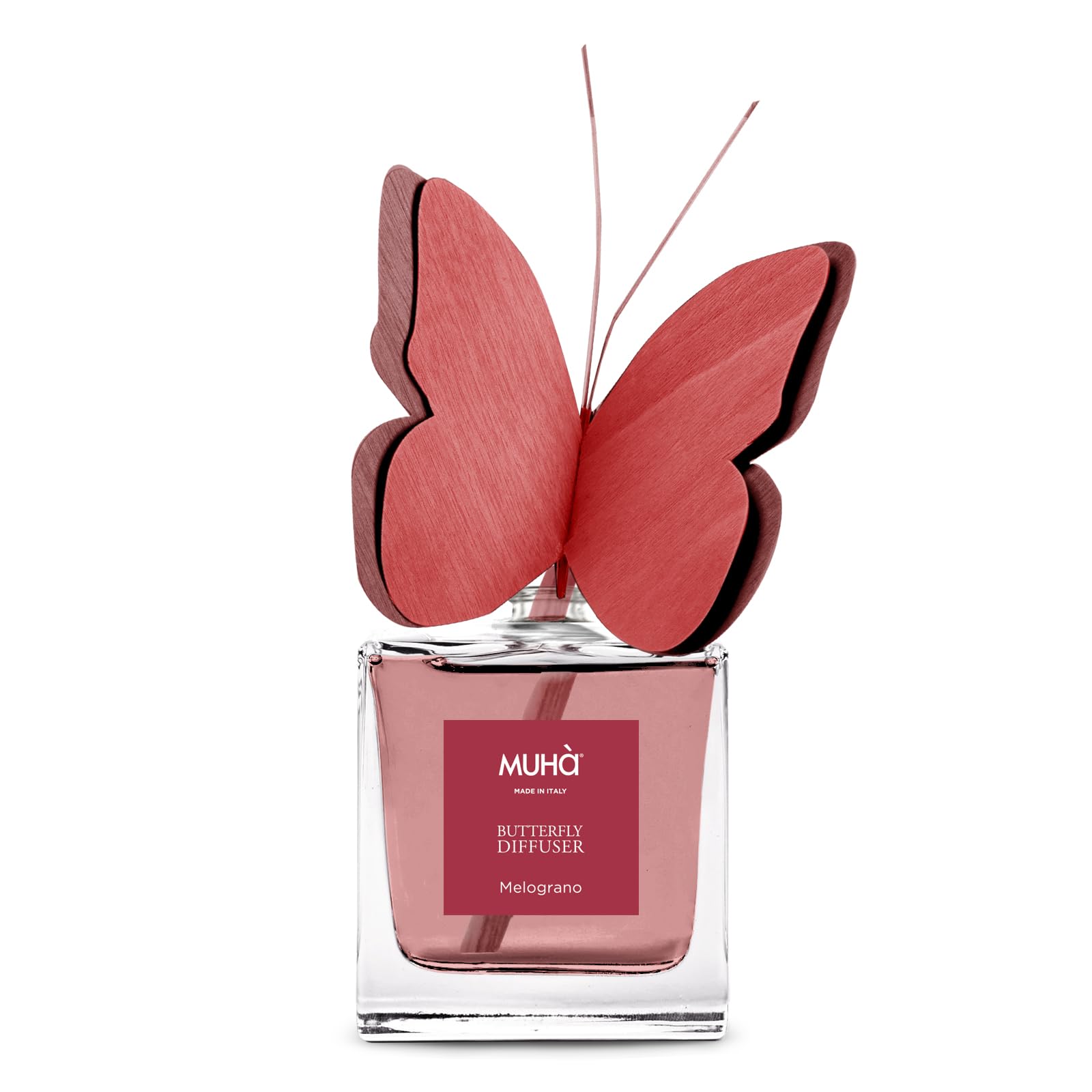 Profumatore per ambienti Butterfly Diffuser, Fragranza Melograno, Diffusore Ambiente con Farfalla in legno di Betulla, Formato da 50 ml Muha