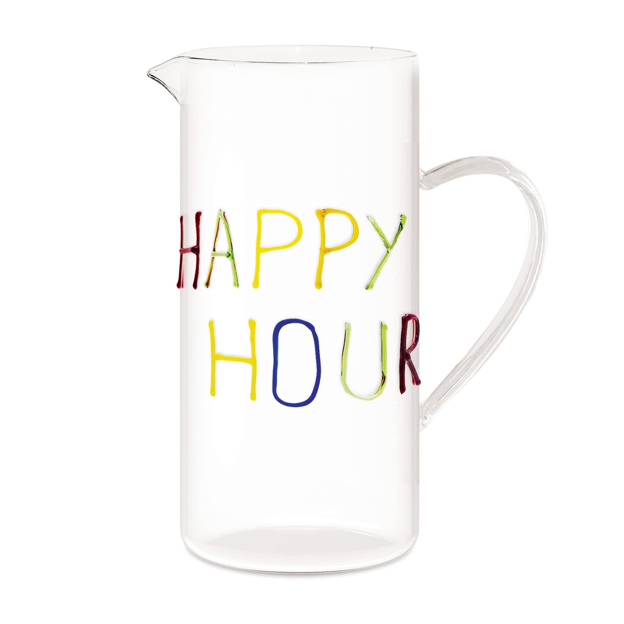Brocca in vetro borosilicato con scritta in filo di vetro colorato e posata a mano, capacità 1,2 l WD Lifestyle