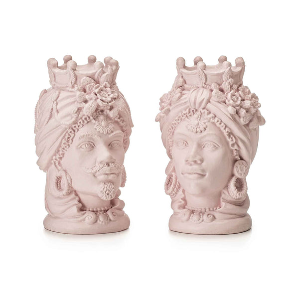 PALAIS ROYAL Set 2 Pezzi Coppia Testa di Moro Uomo e Donna 11cm Rosa