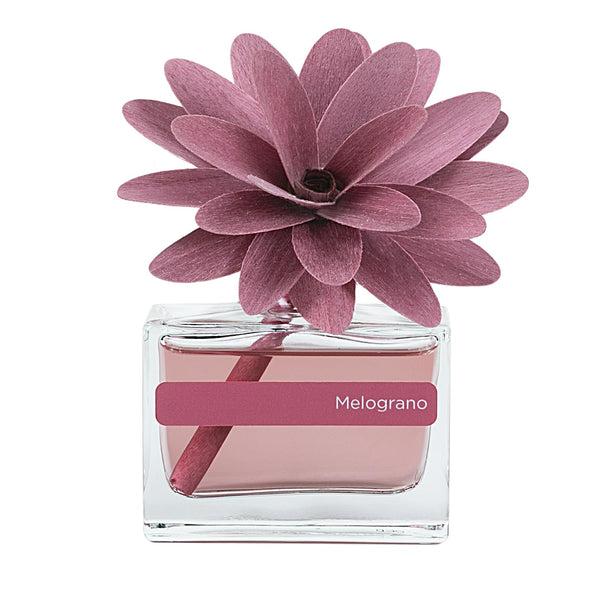 MUHA' | Profumatore per ambienti Flower Diffuser, Fragranza Melograno, Diffusore Ambiente con Fiore in Legno di Betulla, Formato da 30 ml