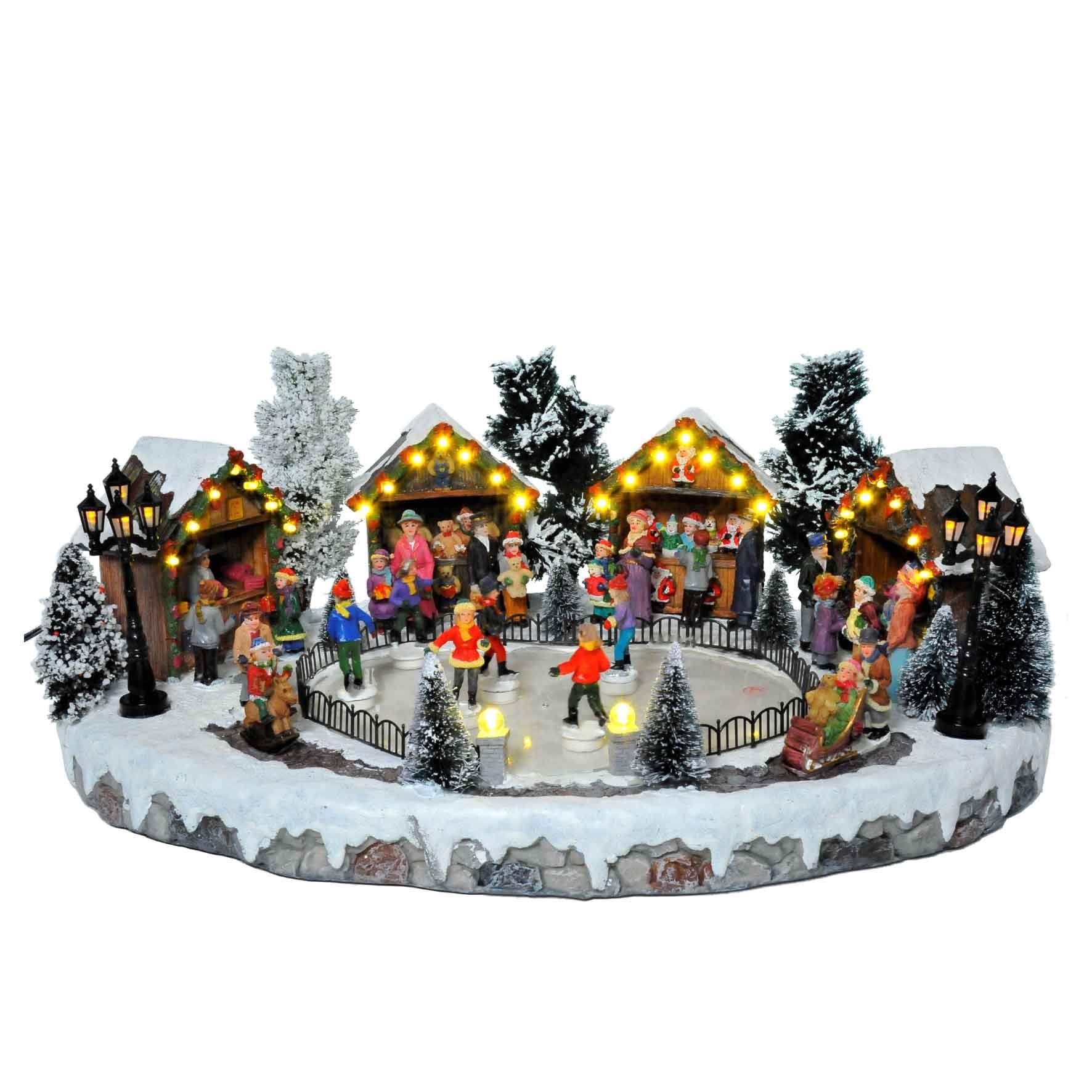 Pattinaggio su Ghiaccio 44X30CM Carillon con Alimentatore Noel
