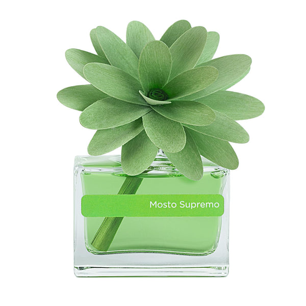 MUHA' Profumatore per ambienti Flower Diffuser, Fragranza Mosto Supremo, Diffusore Ambienti con Fiore in Legno di Betulla, Formato da 30 ml