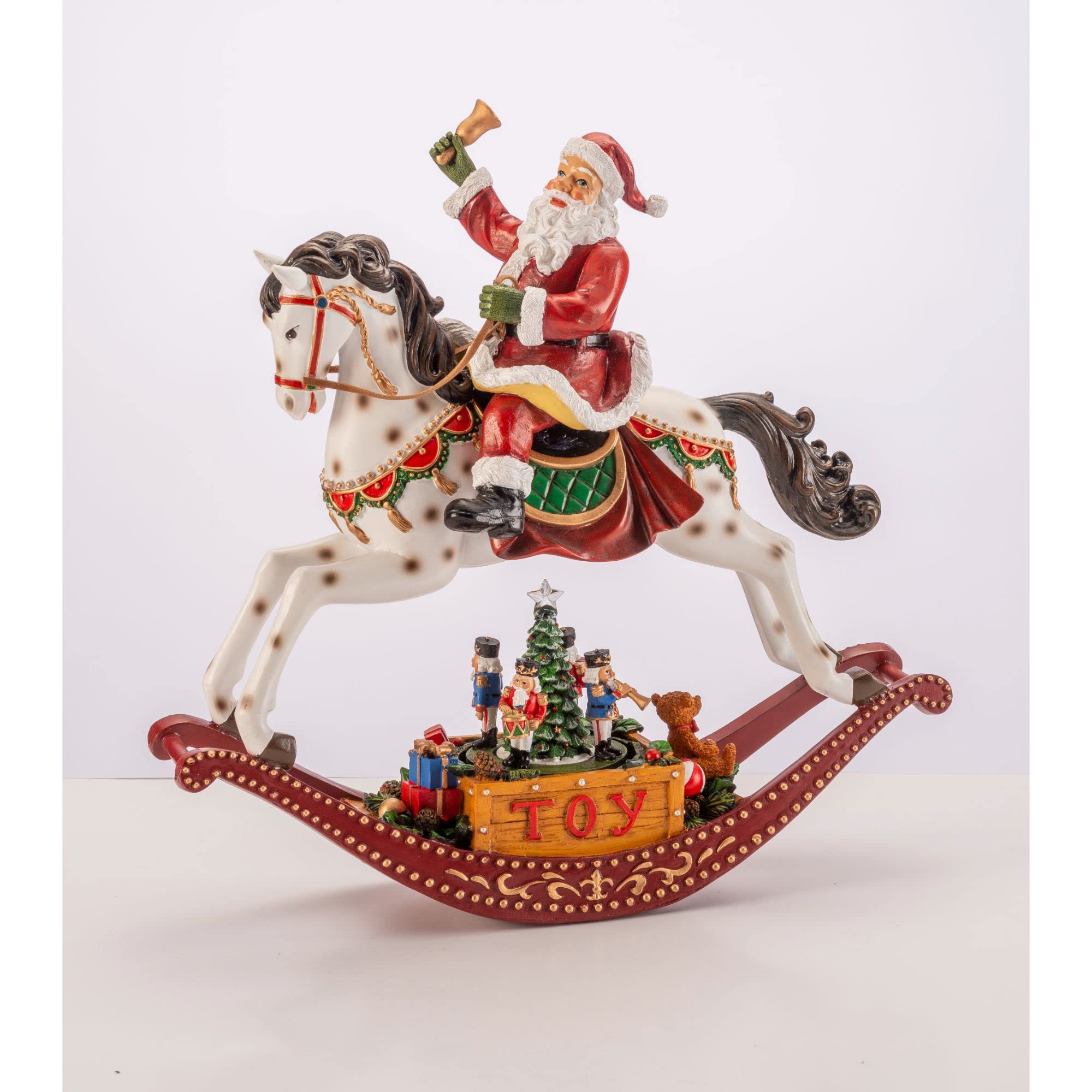 Figura Cavallo a Dondolo Babbo Decorazione Natale Carillon Resina 31 cm 1022027 Palais Royal