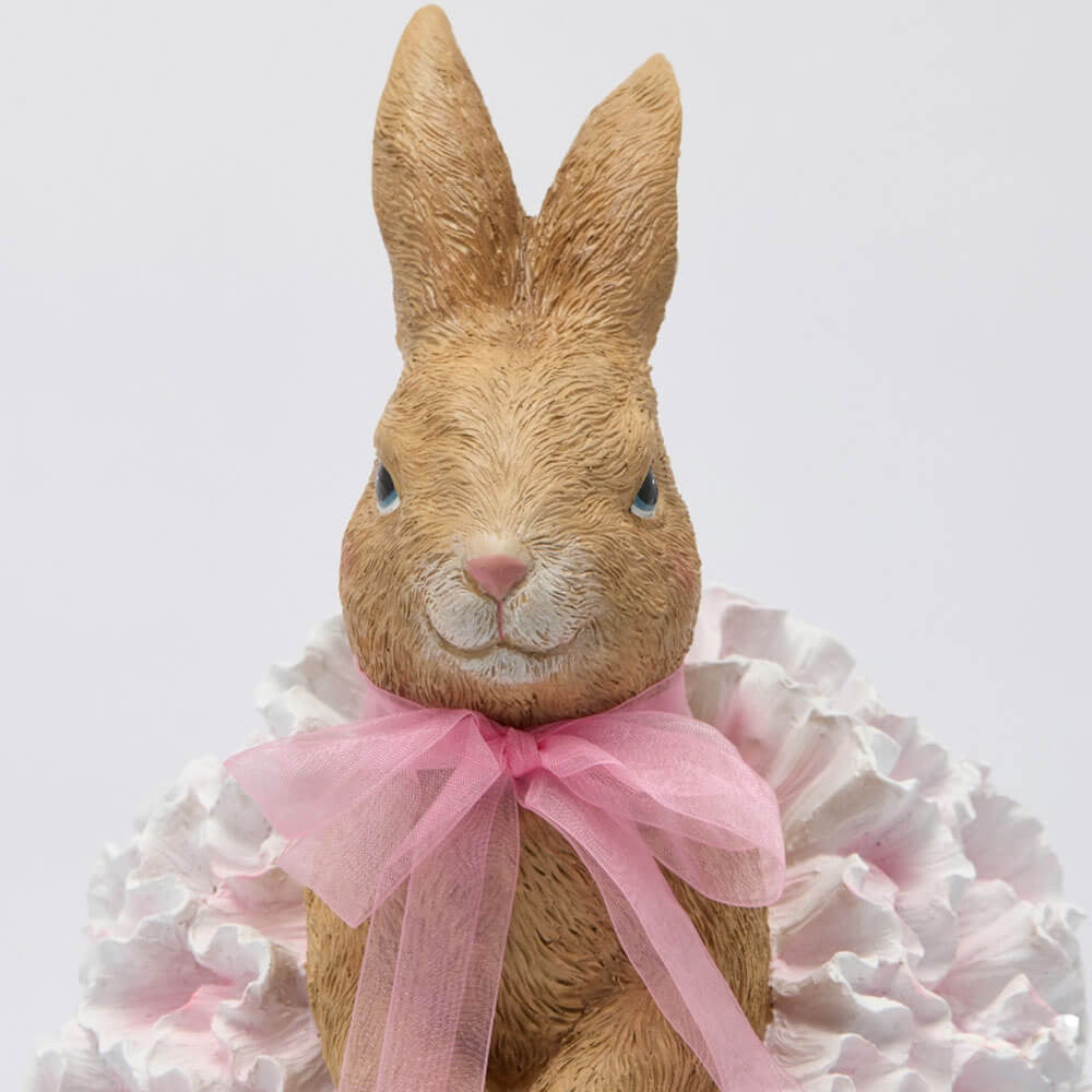 Decoro Coniglietta con tutu floreale in poliresina H.32cm - EDG