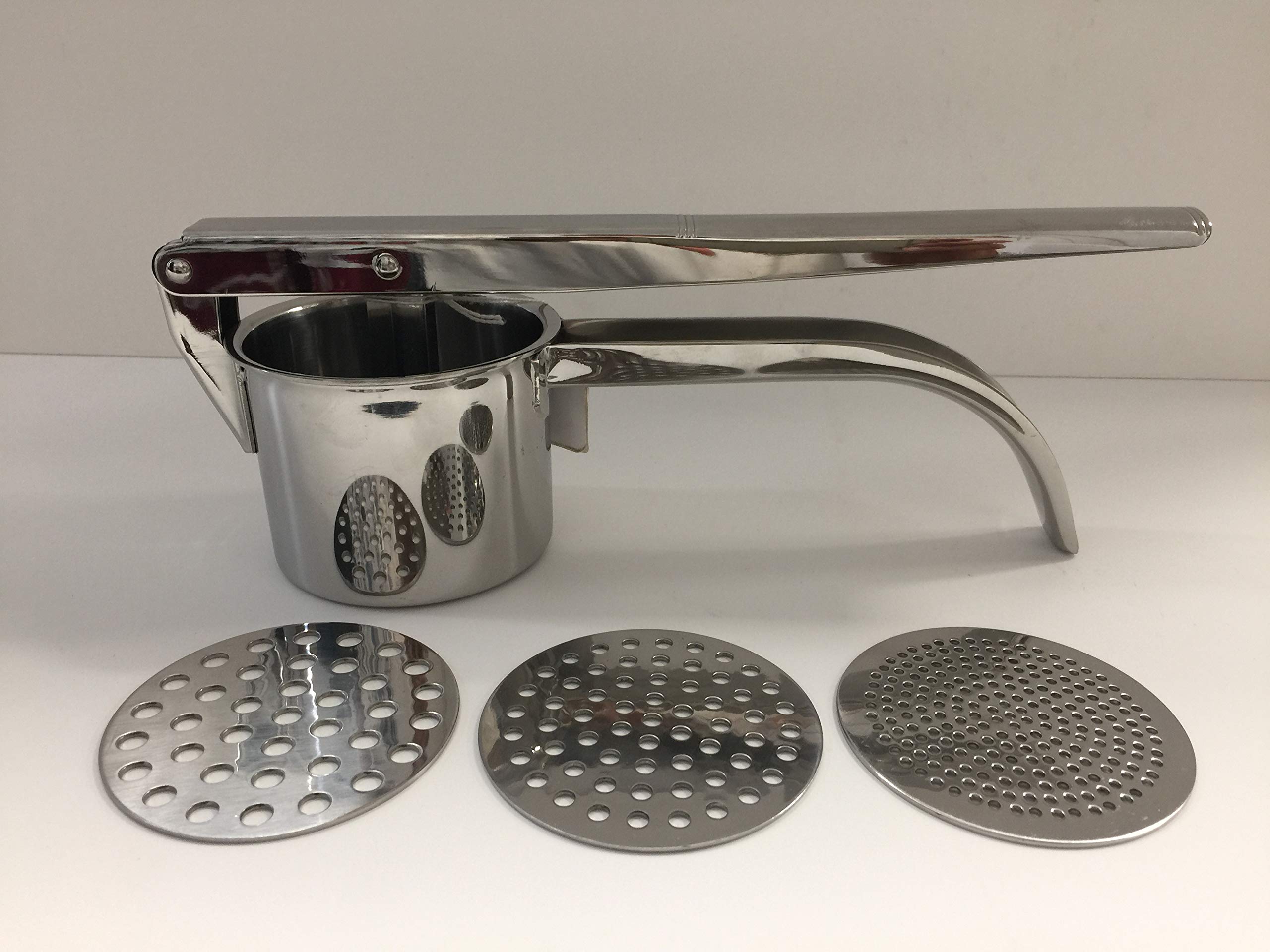 Schiacciapatate in Acciaio Inox con 3 Dischi intercambiabili mm. 2, mm 4 e mm. 6 Schonhuber
