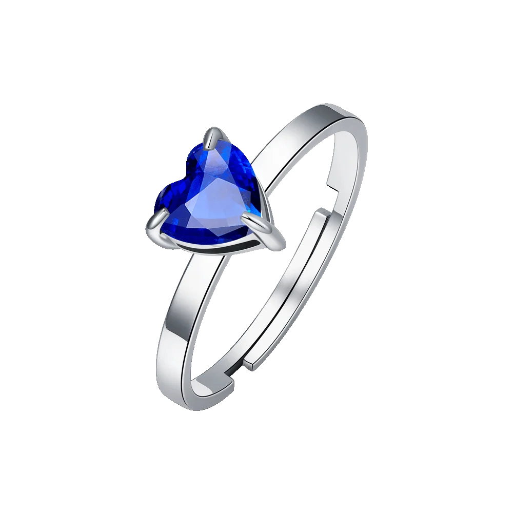 Anello donna in acciaio con cuore cristallo blu - Luca Barra