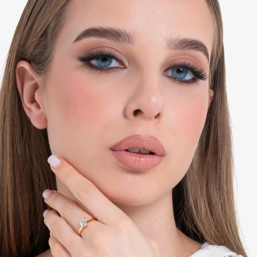 Anello donna in acciaio IP Gold con cuore cristallo bianco Misura regolabile  - Luca Barra