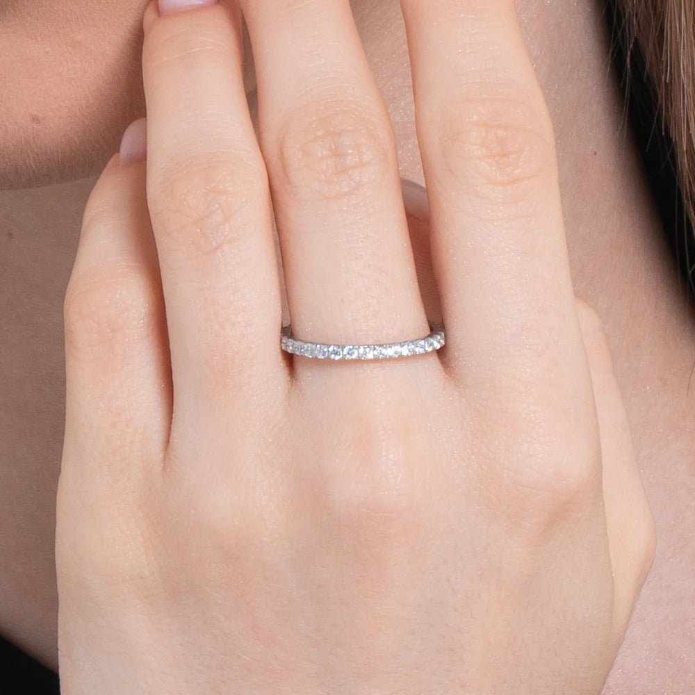 Anello veretta donna in acciaio con cristalli bianchi Taglia 10 - Luca Barra
