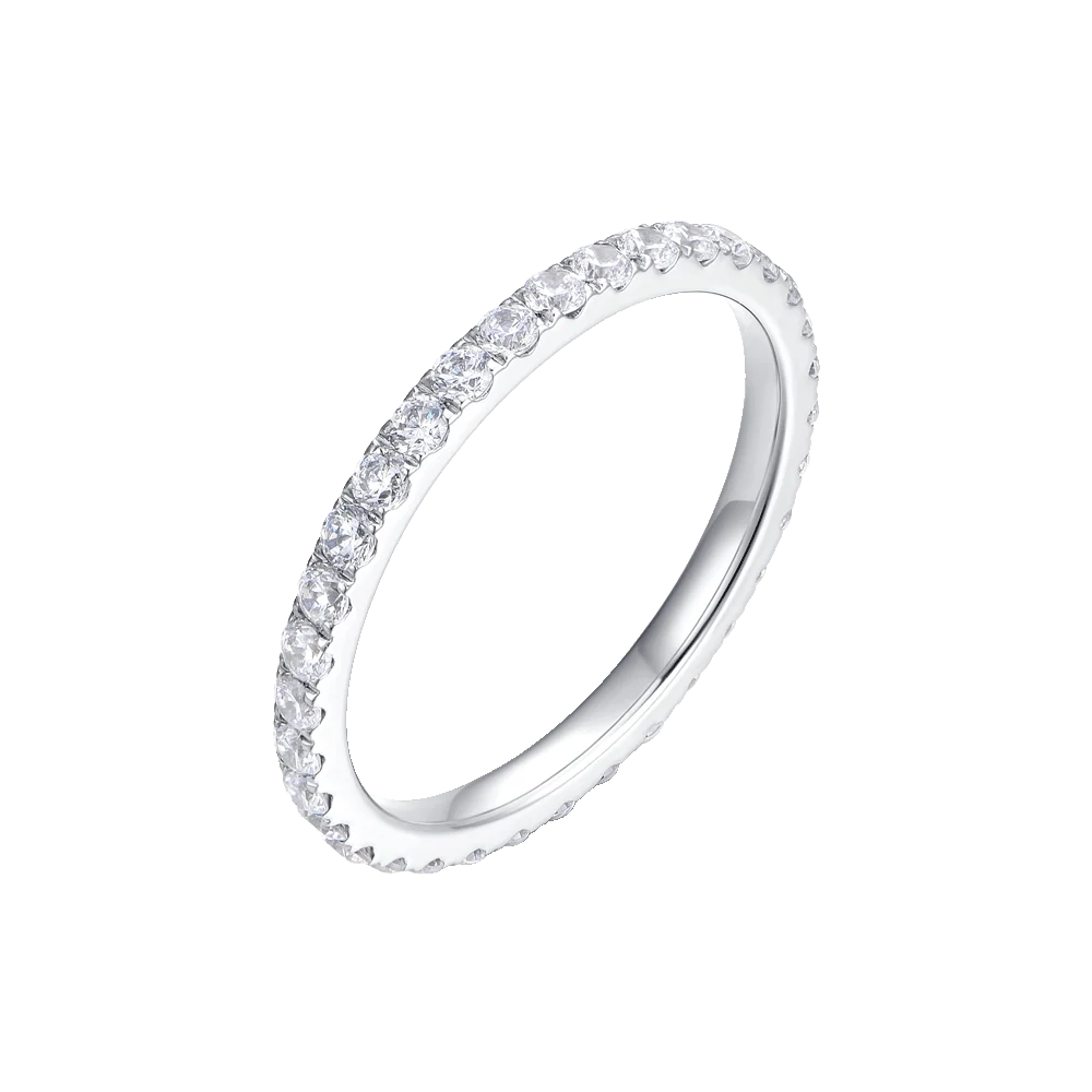 Anello veretta donna in acciaio con cristalli bianchi  Misura 20  - Luca Barra