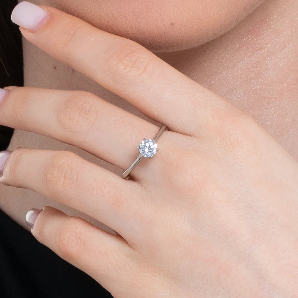 Anello solitario donna in acciaio con cristallo bianco Taglia 20 - Luca Barra