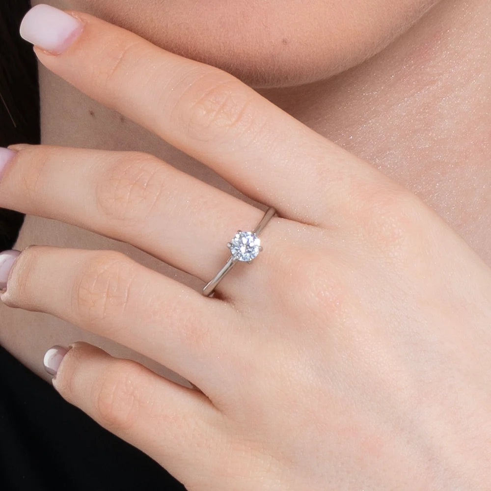 Anello solitario donna in acciaio con cristallo bianco Taglia 14- Luca Barra