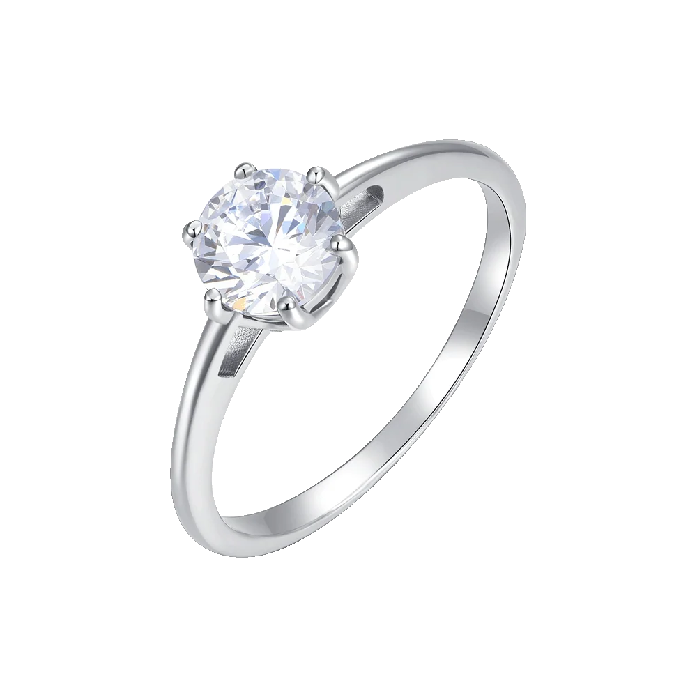 Anello solitario donna in acciaio con cristallo bianco Taglia 20- Luca Barra