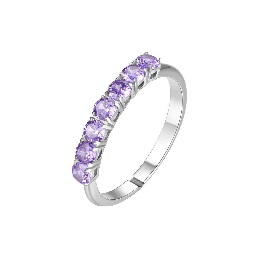 Anello donna in acciaio con zirconi viola misura S - Luca Barra