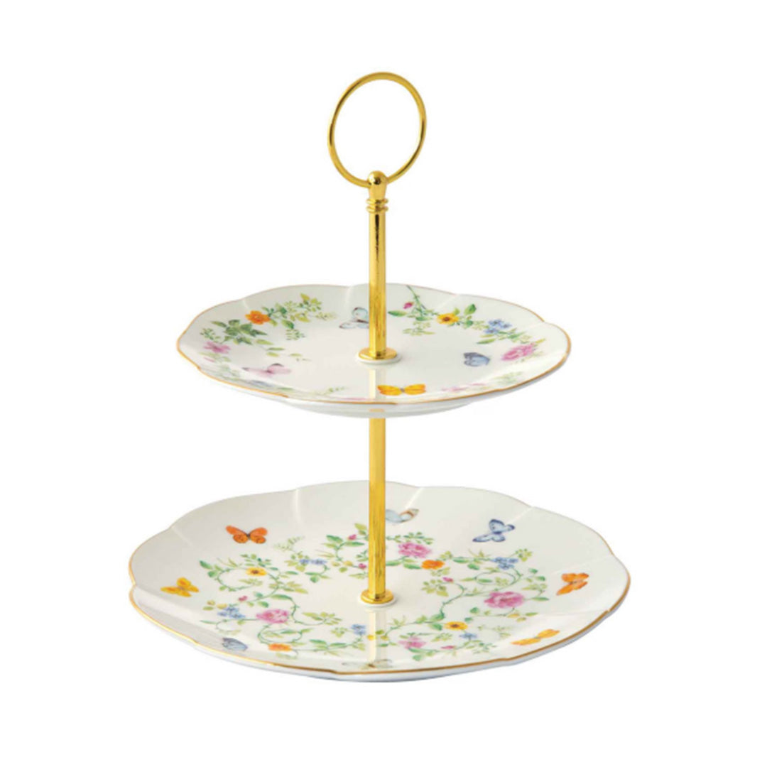 Alzata torta a 2 piani in porcellana in color box - Dancing Butterflies - Easy Life