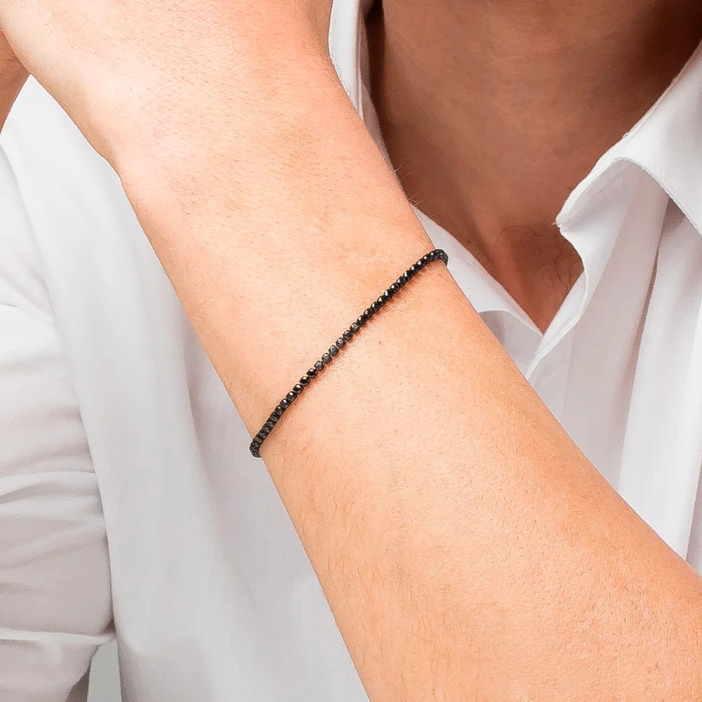 Bracciale uomo in acciaio IP Nero con zirconi neri - Luca Barra