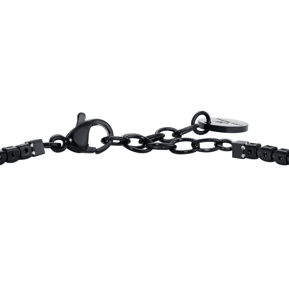 Bracciale uomo in acciaio IP Nero con zirconi neri - Luca Barra