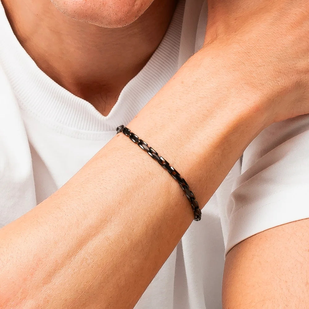 Bracciale uomo in acciaio IP Nero - Luca Barra