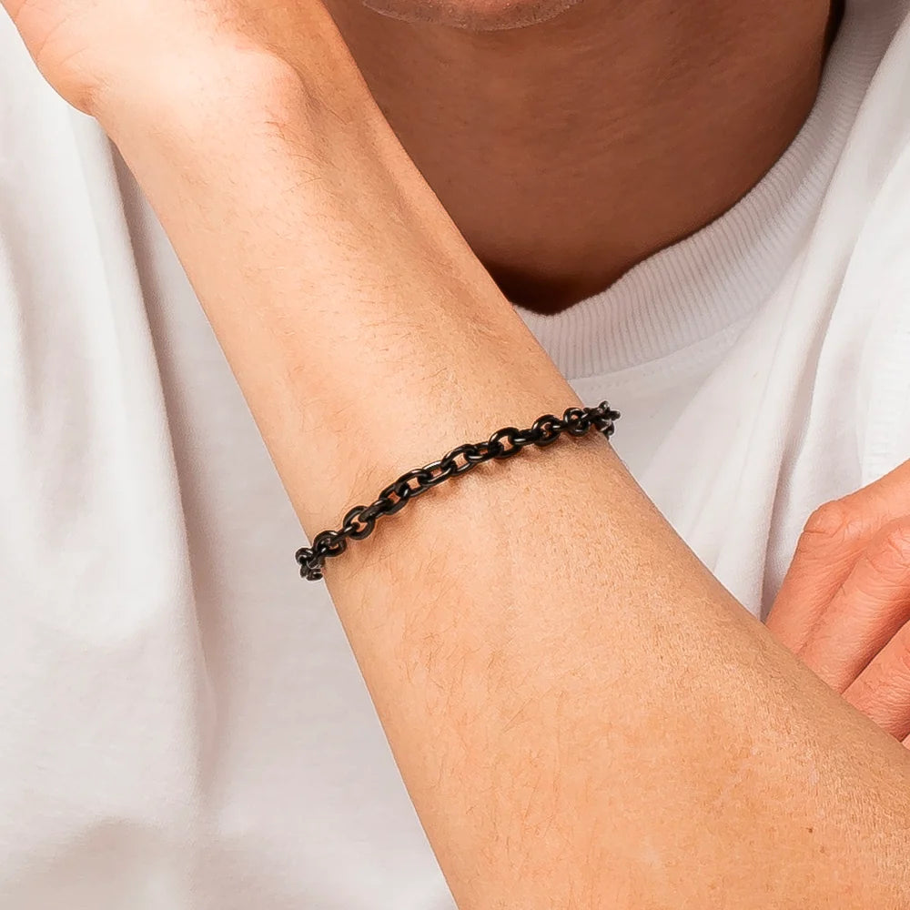 Bracciale uomo in acciaio IP Nero - Luca Barra