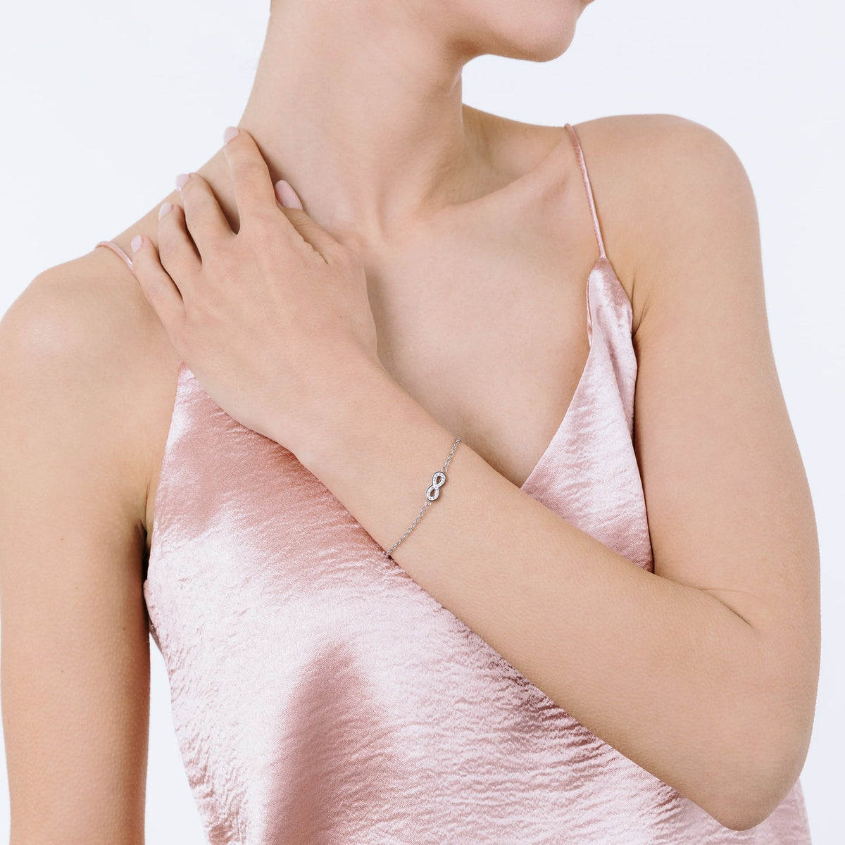 Bracciale donna in acciaio con infinito e cristalli - Luca Barra