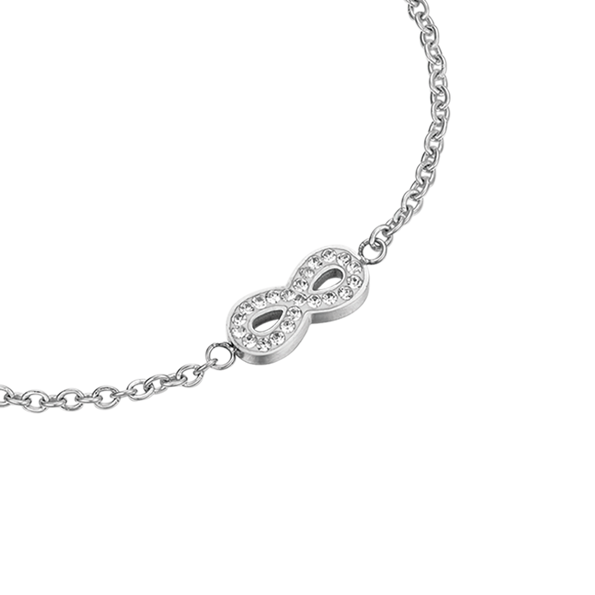 Bracciale donna in acciaio con infinito e cristalli - Luca Barra