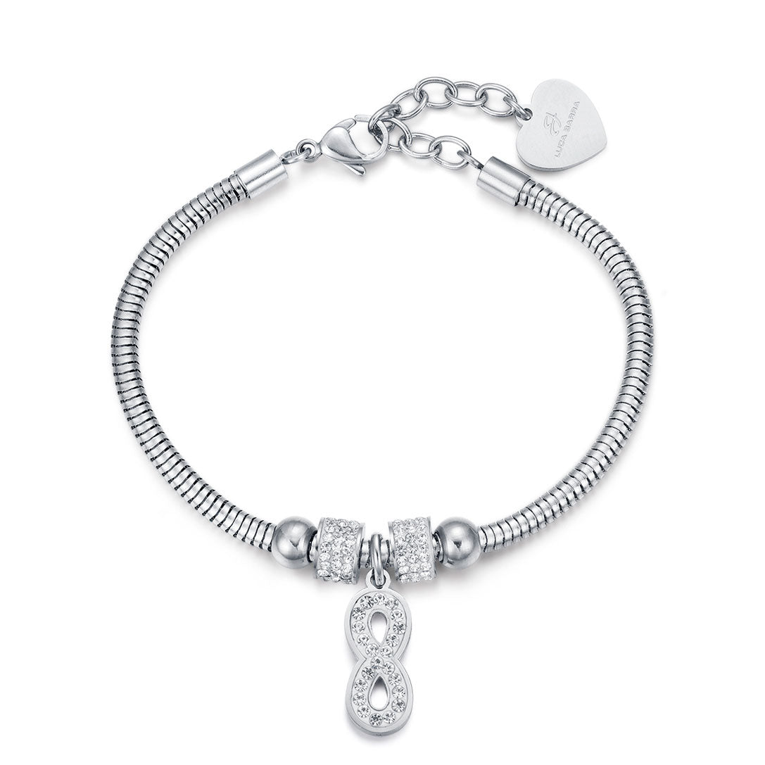 Bracciale donna in acciaio infinito con cristalli - Luca Barra