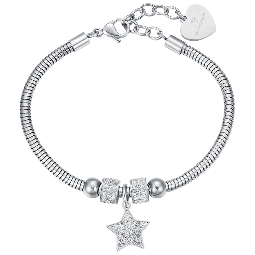 Bracciale donna in acciaio stella con cristalli bianchi - Luca Barra