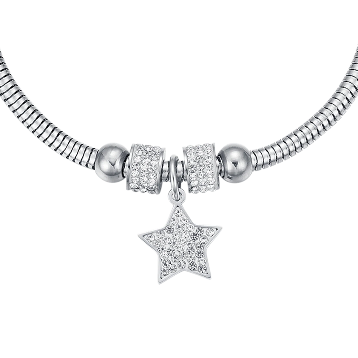 Bracciale donna in acciaio stella con cristalli bianchi - Luca Barra
