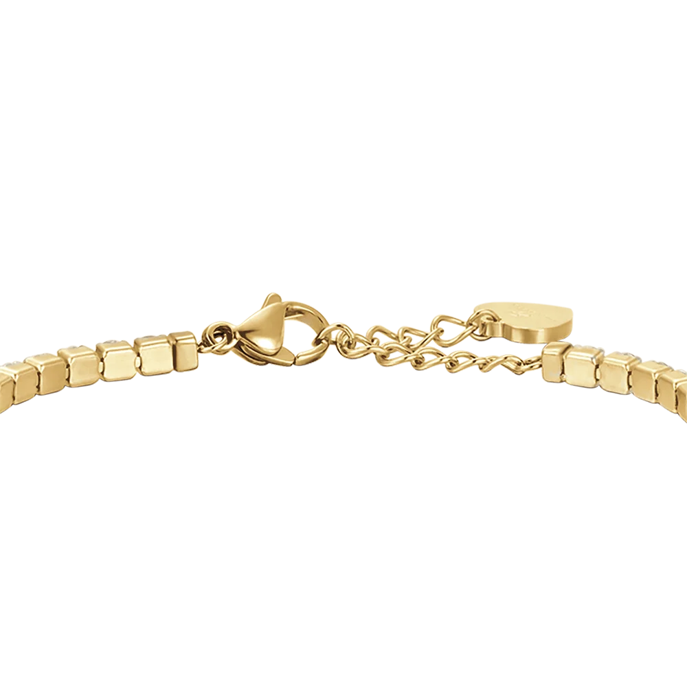 Bracciale tennis donna in acciaio IP Gold con cristalli bianchi - Luca Barra