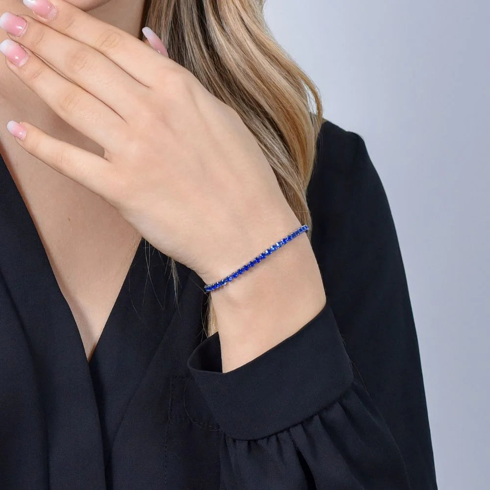 Bracciale tennis donna cristalli blu - Luca Barra