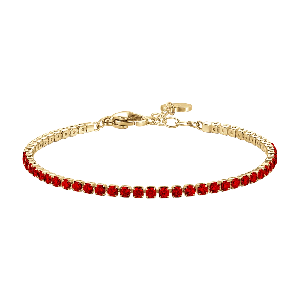 Bracciale tennis donna in acciaio colore oro con zirconi bianchi - Luca Barra