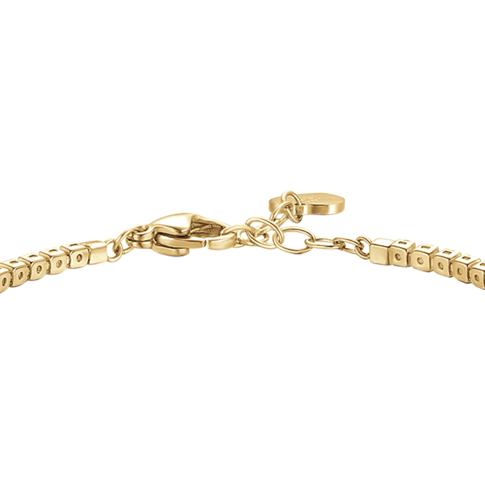 Bracciale tennis donna in acciaio colore oro con zirconi bianchi - Luca Barra