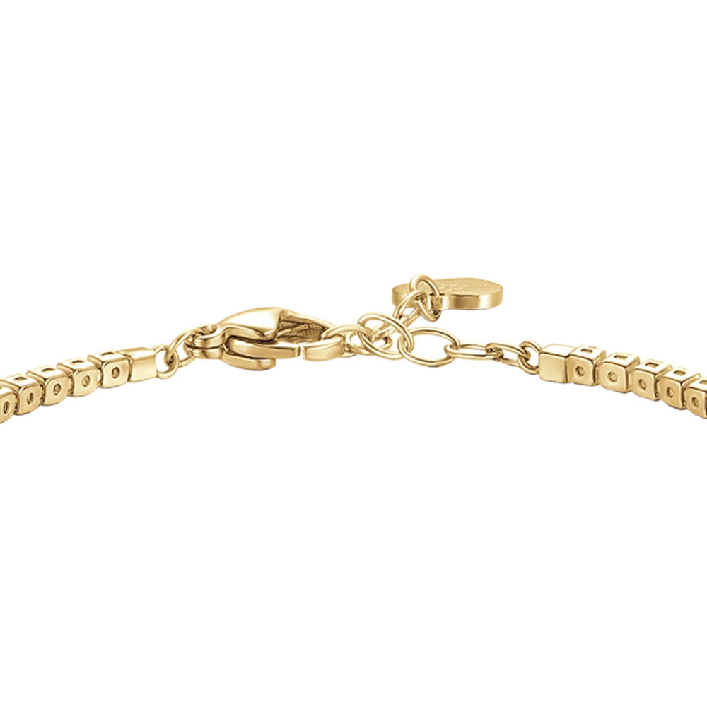 Bracciale tennis donna in acciaio colore oro con zirconi viola - Luca Barra
