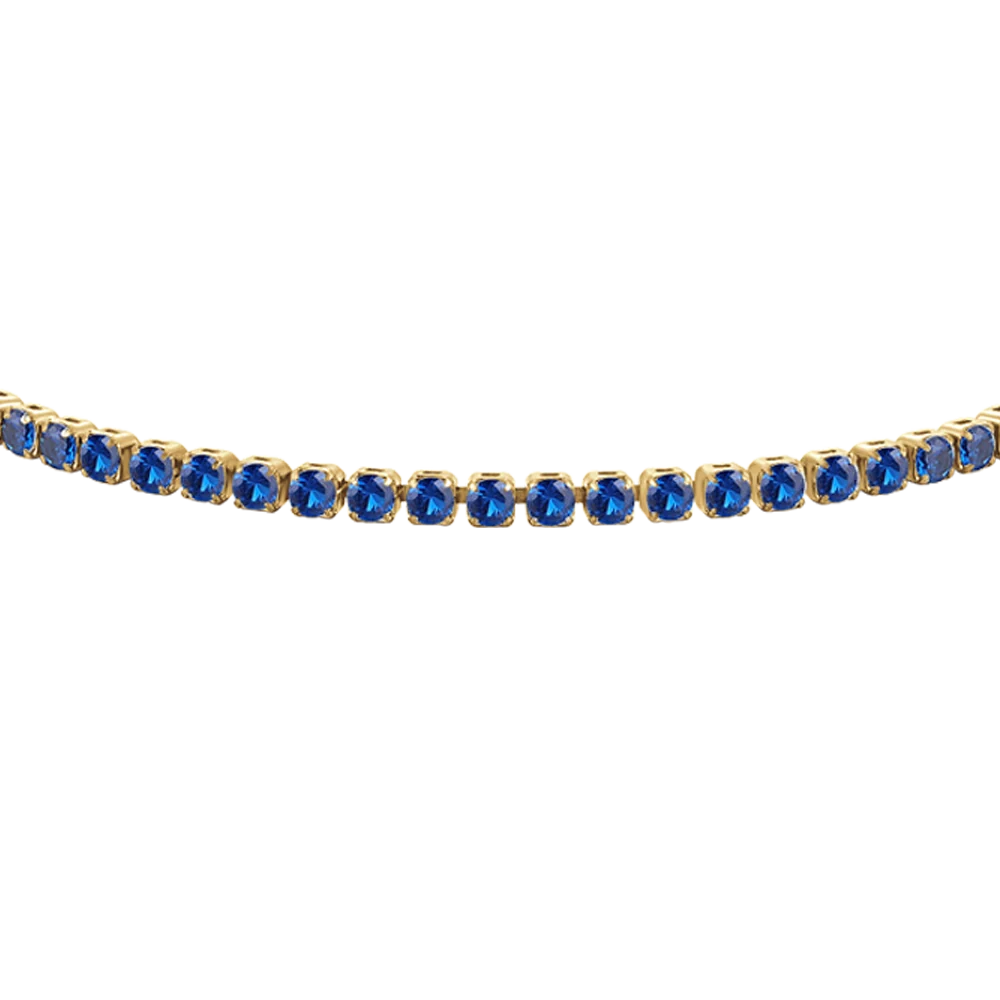 Bracciale tennis donna in acciaio colore oro con zirconi blu - Luca Barra