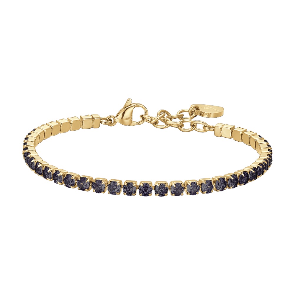 Bracciale donna tennis in acciaio con cristalli neri - Luca Barra