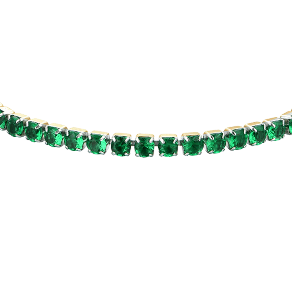 Bracciale donna tennis in acciaio IP Gold con cristalli verdi - Luca Barra