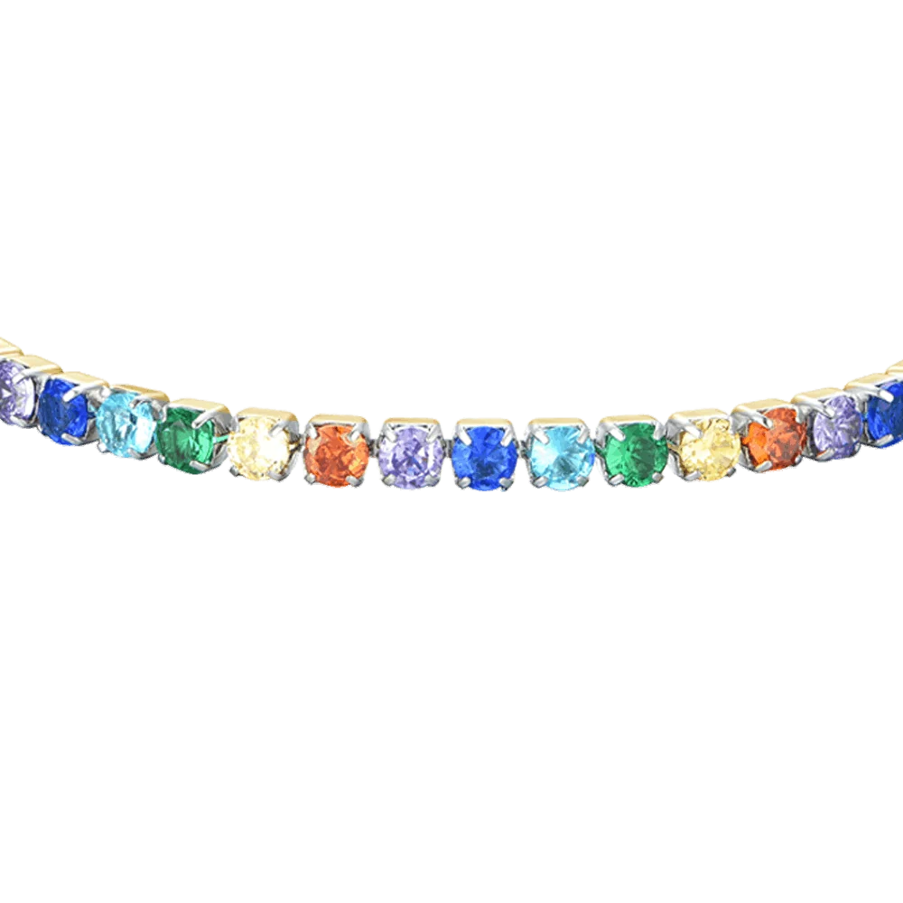 Bracciale donna tennis in acciaio IP Gold con cristalli multicolor - Luca Barra