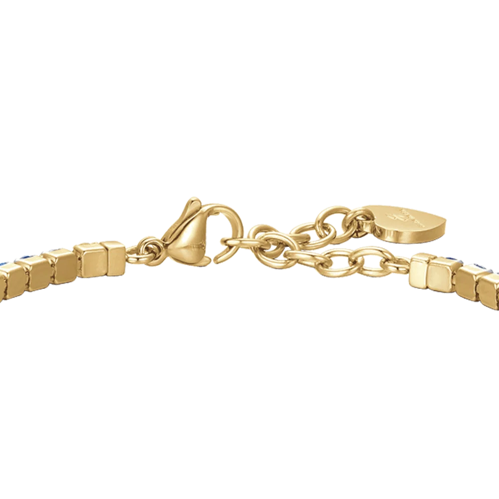 Bracciale donna tennis in acciaio IP Gold con cristalli multicolor - Luca Barra