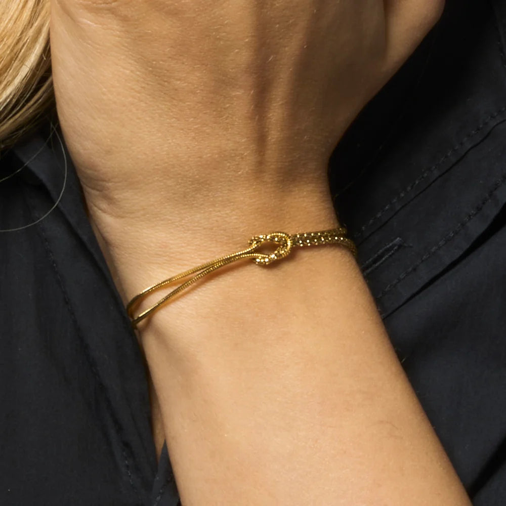 Bracciale donna in acciaio IP Gold con nodo - Luca Barra