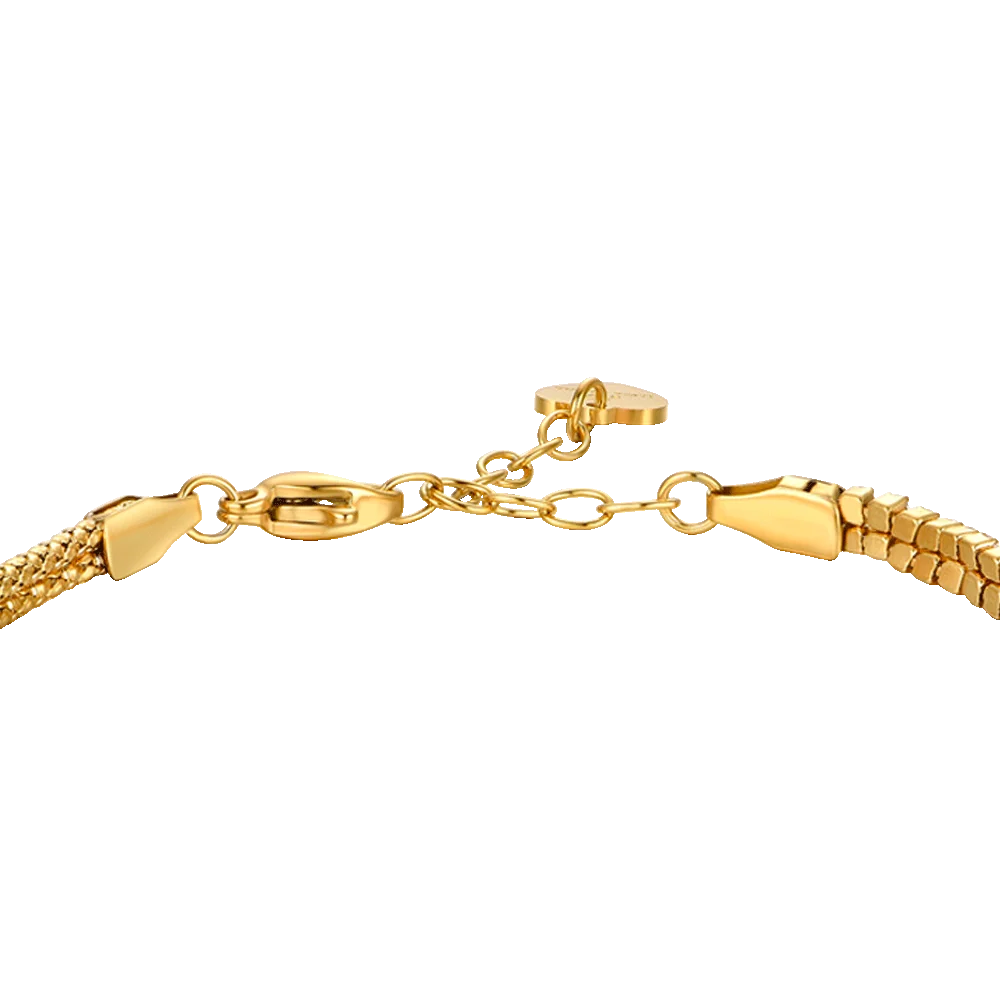 Bracciale donna in acciaio IP Gold con nodo e zirconi bianchi - Luca Barra