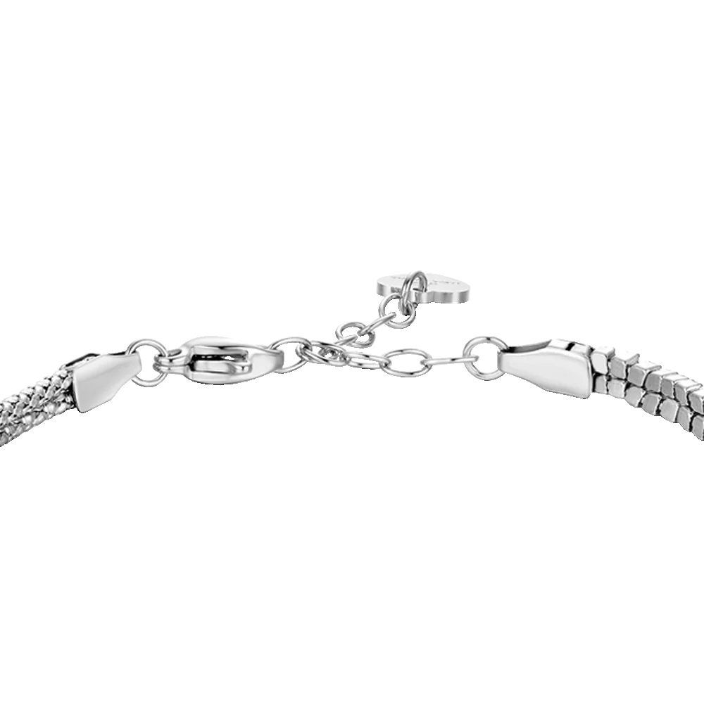 Bracciale donna in acciaio con nodo e zirconi blu - Luca Barra